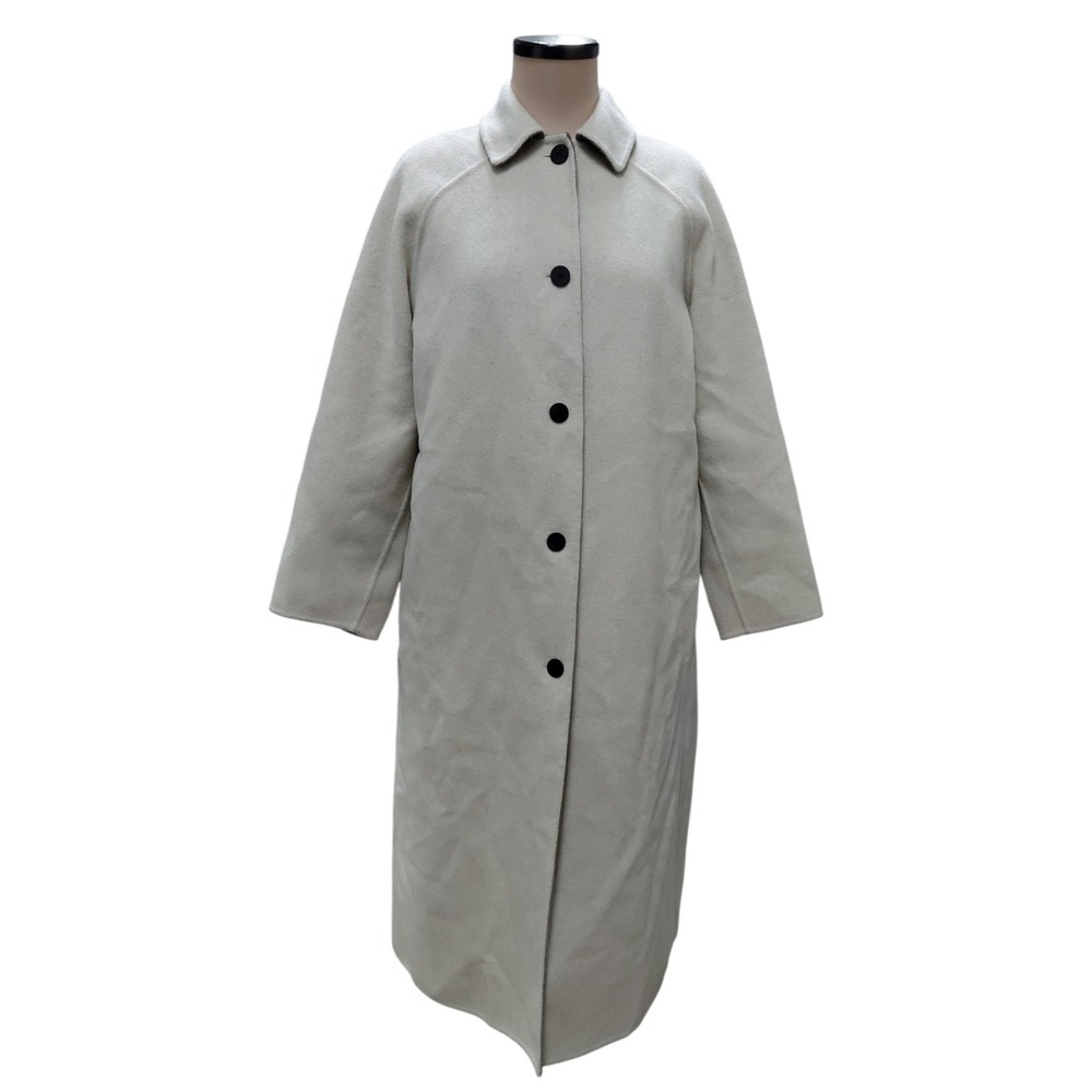 Zara ZW Collection Limited Edition Long Wool Blend Coat Ecru Size Small